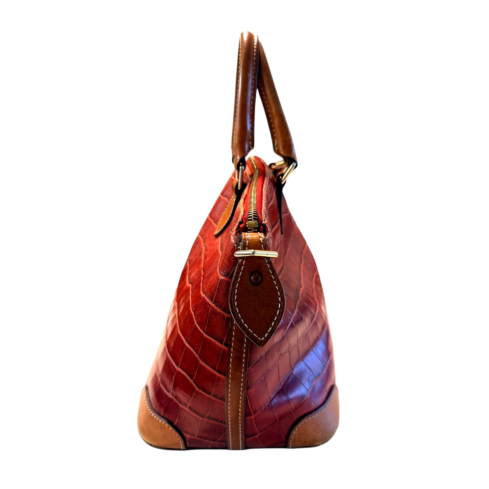 Dooney & Burke Exotic Croco Satchel Red Embossed Leather Handle Bag Purse $248 - Picture 3 of 9